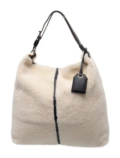 Pre-owned Reed Krakoff Shearling Hobo In Neutral