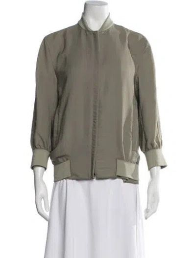 Pre-owned Reed Krakoff Silk Bomber Jacket In Green