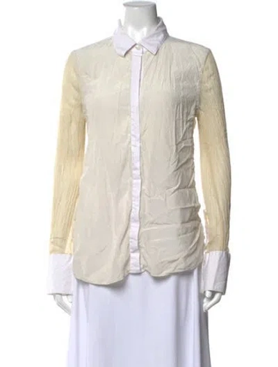 Pre-owned Reed Krakoff Silk Long Sleeve Button-up Top In Neutrals