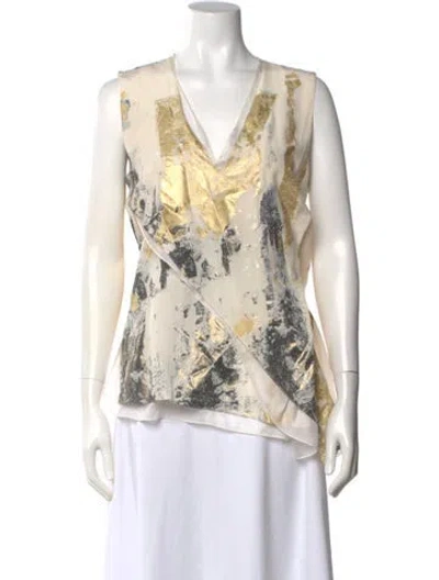 Pre-owned Reed Krakoff Silk Printed Top In Neutral
