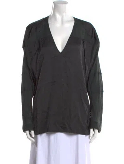 Pre-owned Reed Krakoff Silk V-neck Top In Green