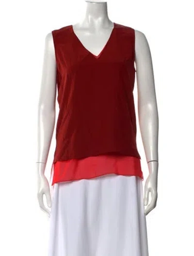 Pre-owned Reed Krakoff Silk V-neck Top In Red