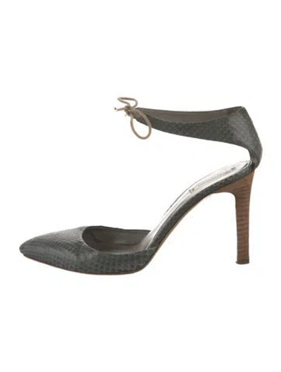 Pre-owned Reed Krakoff Snakeskin Animal Print Pumps In Green/grey