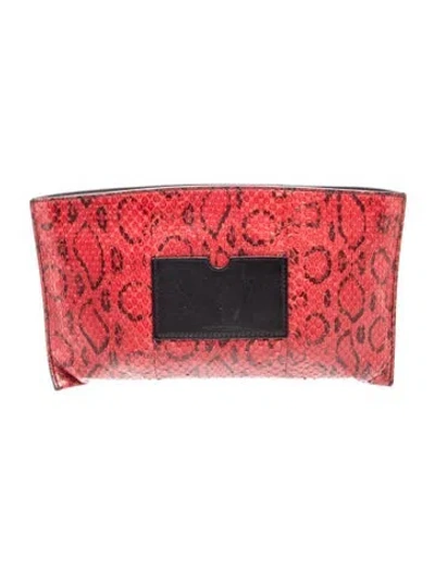 Pre-owned Reed Krakoff Snakeskin Clutch In Red