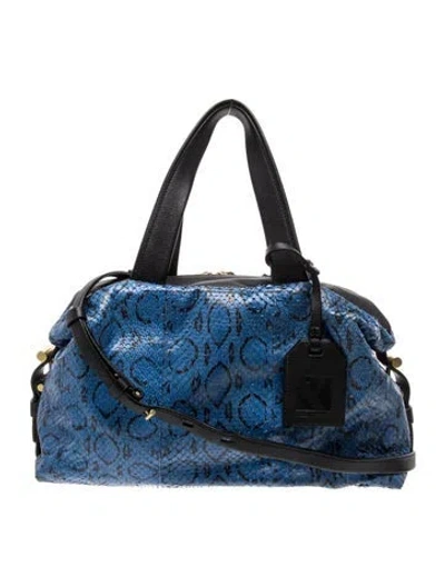 Pre-owned Reed Krakoff Snakeskin Shoulder Bag Medium In Blue