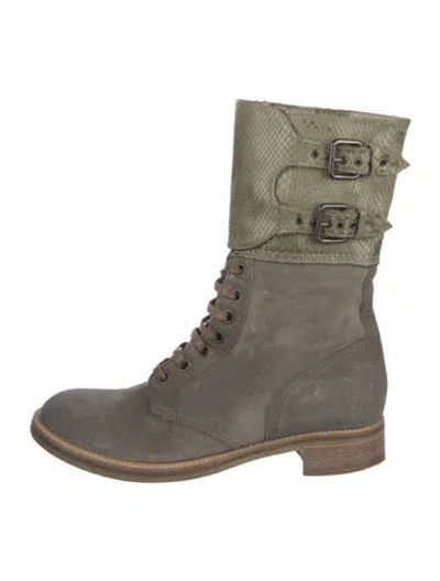 Pre-owned Reed Krakoff Suede Combat Boots In Neutral