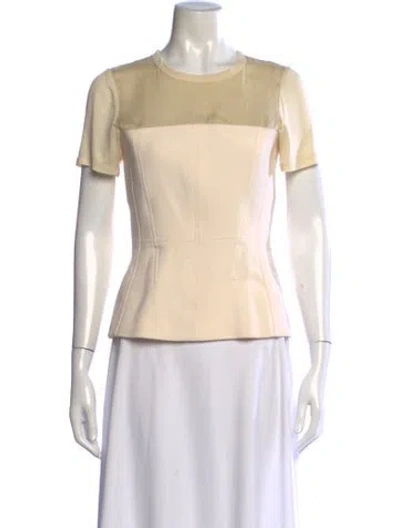 Pre-owned Reed Krakoff Virgin Wool Crew Neck T-shirt In Neutrals/white