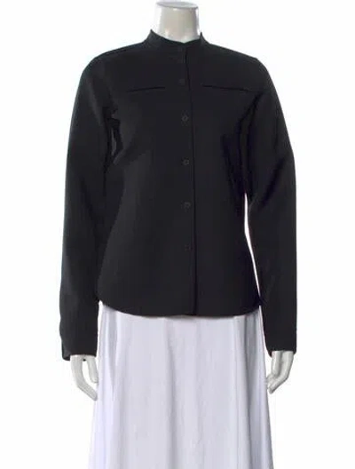 Pre-owned Reed Krakoff Virgin Wool Long Sleeve Button-up Top In Black