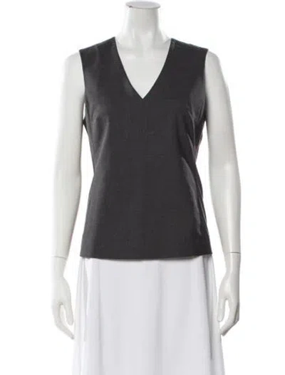 Pre-owned Reed Krakoff Virgin Wool V-neck Top In Gray