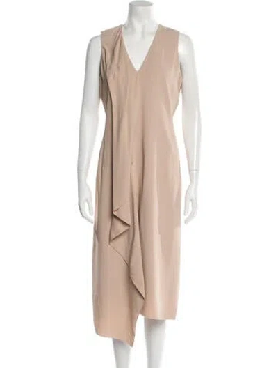 Pre-owned Reed Krakoff V-neck Long Dress In Neutral