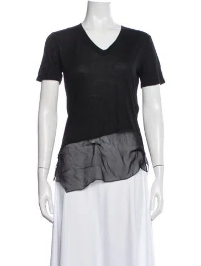 Pre-owned Reed Krakoff V-neck Short Sleeve T-shirt In Black
