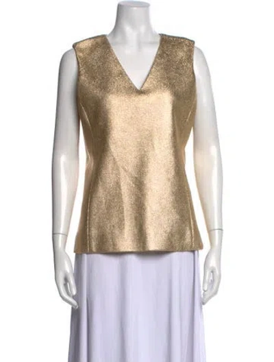 Pre-owned Reed Krakoff V-neck Sleeveless Top W/ Tags In Gold/metallic