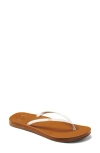 Reef Cushion Bounce Slim Flip Flop In White/ Tan