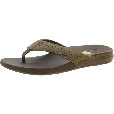 Reef Cushion Lux Mens Leather Thong Flip-flops In Brown