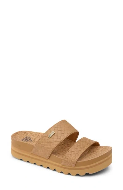 Reef Cushion Vista Hi Slide Sandal In Tan Wicker