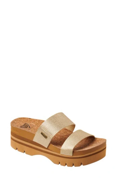 Reef Cushion Vista Higher Platform Slide Sandal In Champagne