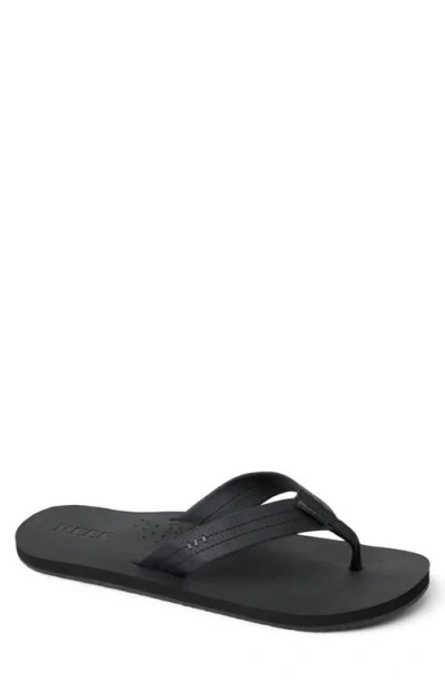 Reef 'draftsmen' Leather Flip Flop In Black