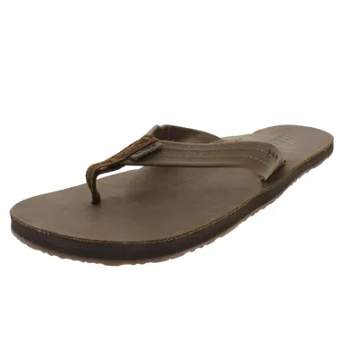 Reef Draftsmen Mens Leather Bottle Opener Sole Flip-flops In Brown