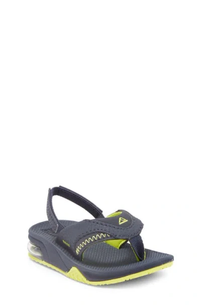Reef Kids' Little Fanning Flip Flop In Lime/navy