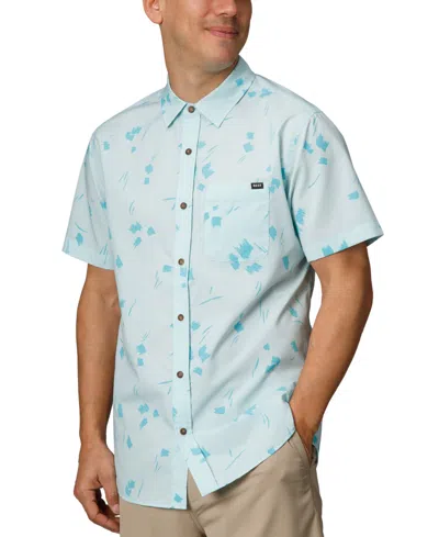 Reef Men's Colton Short Sleeve Button-front Perforated Printed Shirt In Clearwater
