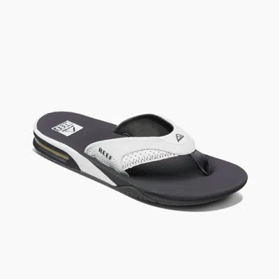 Reef Men's Fanning Flip-flop With Built-in Bottle Opener In Grey/white In Multi