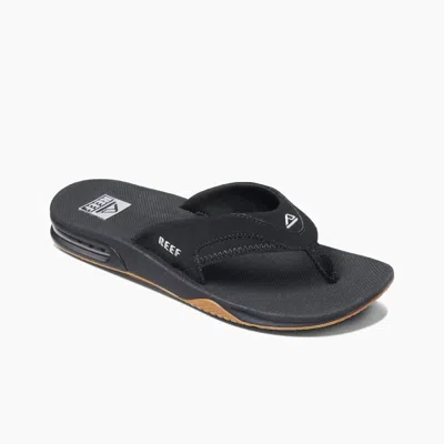 REEF MEN'S FANNING FLIP FLOPS IN BLACK/SILVER