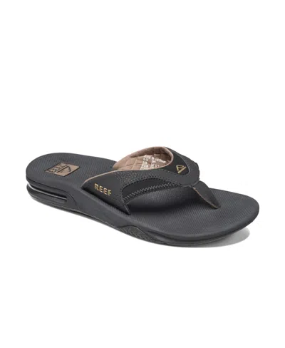 Reef Men's Fanning Thong Sandals With Bottle Opener In Black,brown