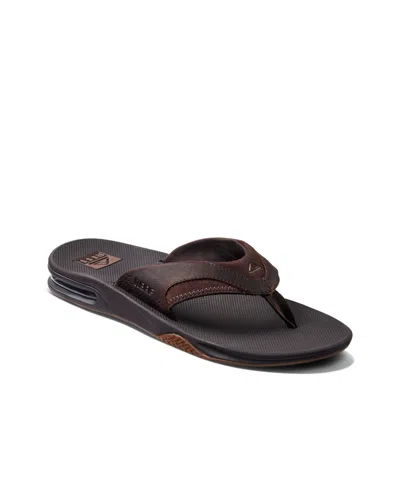 Reef Men's Leather Fanning Sandals In Dark Brown