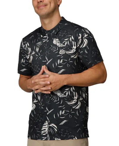 Reef Men's Stillman Short Sleeve Button-placket Printed Polo Shirt In Phantom