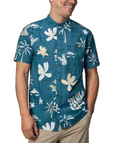 Reef Men's Watson Short Sleeve Button-front Tropical Shirt In Legion Blue