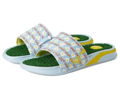 Reef Mulligan Sandals Men's Blue Leather Round Toe Slip-on Slide Ver727