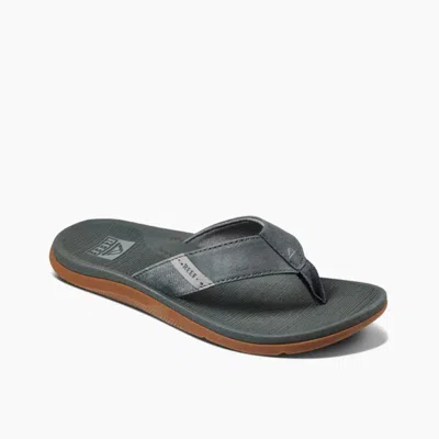 Reef Santa Ana Ci4652 Sandals Men's Gray Leather Round Toe Flip Flop Jax398