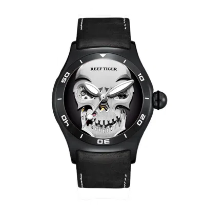 Pre-owned Reef Tiger Men's Automatic Mechanical Watch Miyota Movement 100m Waterproof Sapphire Glass In Black