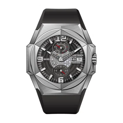 Pre-owned Reef Tiger Men Automatic Watch Mechanical Wristwatch Luminous Hexagonal Bezel
