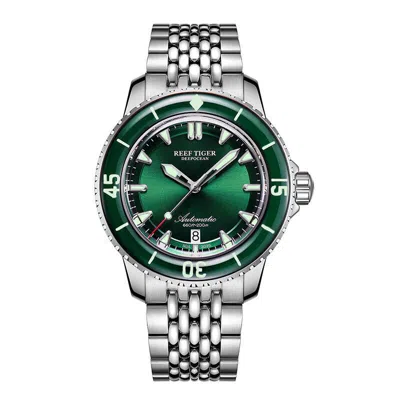 Pre-owned Reef Tiger Men Diver Watch 44mm Automatic Wristwatch 20bar Sapphire Bezel Lumin