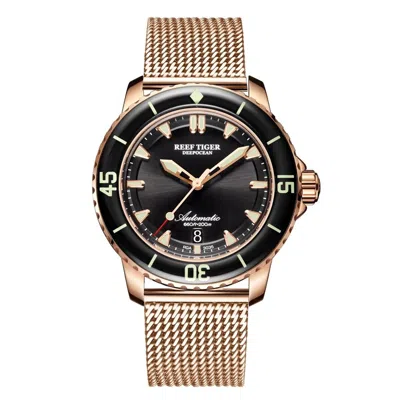 Pre-owned Reef Tiger Mens Diver Watches Luxury Automatic Wristwatch 20bar Sapphire Bezel