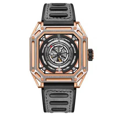 Pre-owned Reef Tiger Oblvlo Men Automatic Watch Luxury Mechanical Wristwatch Square Skeleton Luminous