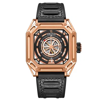 Pre-owned Reef Tiger Oblvlo Men Automatic Watch Luxury Mechanical Wristwatch Square Skeleton Luminous
