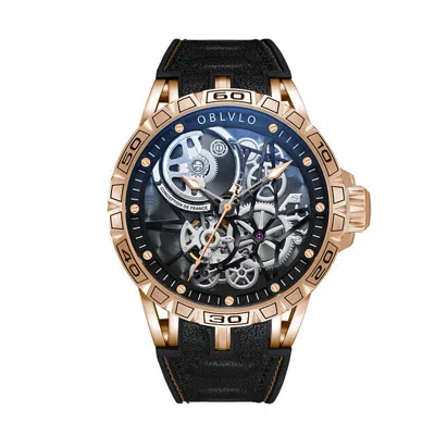 Pre-owned Reef Tiger Oblvlo Men Automatic Watch Luxury Mens Mechanical Wristwatches Skeleton Dial
