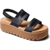 Reef Water Vista Platform Slingback Sandal In Black/tan