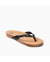 Reef Cushion Court Twist Womens Faux Leather Cork Flip-flops In Black