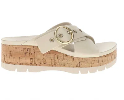 Reef Vista Higher Gia Platform Wedge Slide Sandal In White