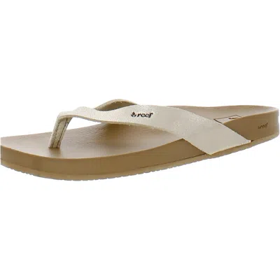 Reef Womens Faux Leather Cushioned Footbed Slide Sandals In Gold