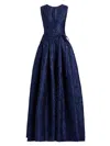 Reem Acra Women's Metallic Brocade Belted Ballgown