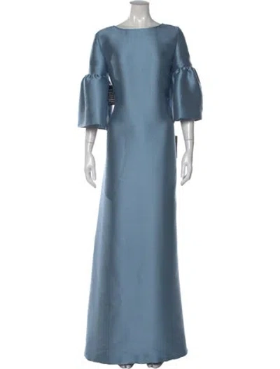Pre-owned Reem Acra Bateau Neckline Long Dress W/ Tags In Blue