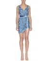 Reem Acra Beaded Cocktail Dress In Blue