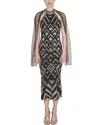 Reem Acra Beaded Halter Midi Dress In Black