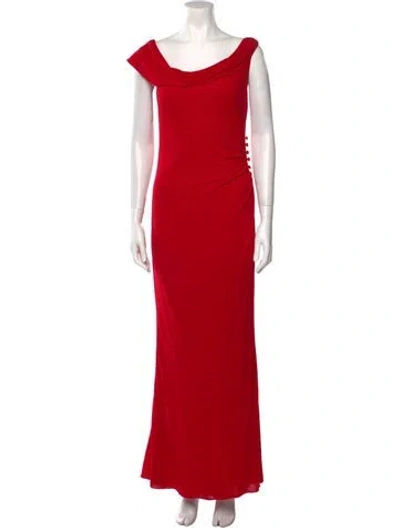 Pre-owned Reem Acra Cowl Neck Long Dress In Red