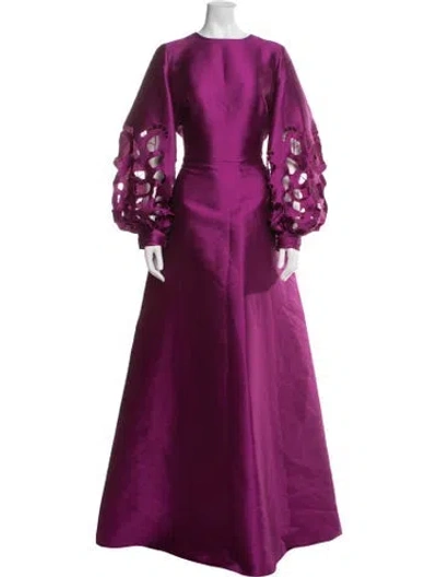 Pre-owned Reem Acra Crew Neck Long Dress W/ Tags In Purple