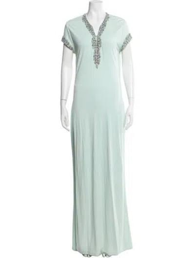 Pre-owned Reem Acra Crystal Embellishments Pant Set In Green